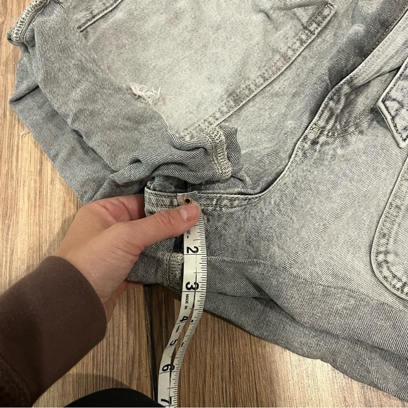 Zara Grey Denim Paperbag Waist Shorts - Picture 5 of 8